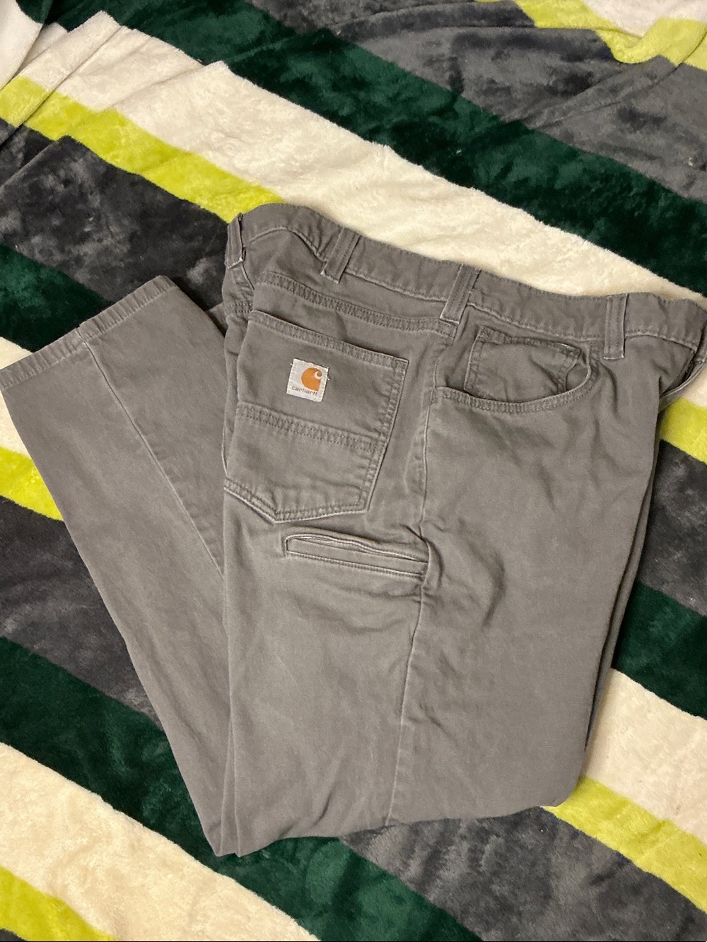 Carhartt Gray Straight-Leg Work Pants with Logo Patch Size. 36x30